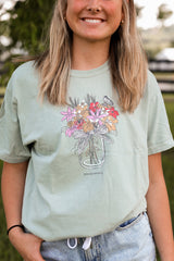 Floral Mason Jar Bay Short Sleeve Tee