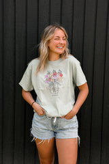 Floral Mason Jar Bay Short Sleeve Tee